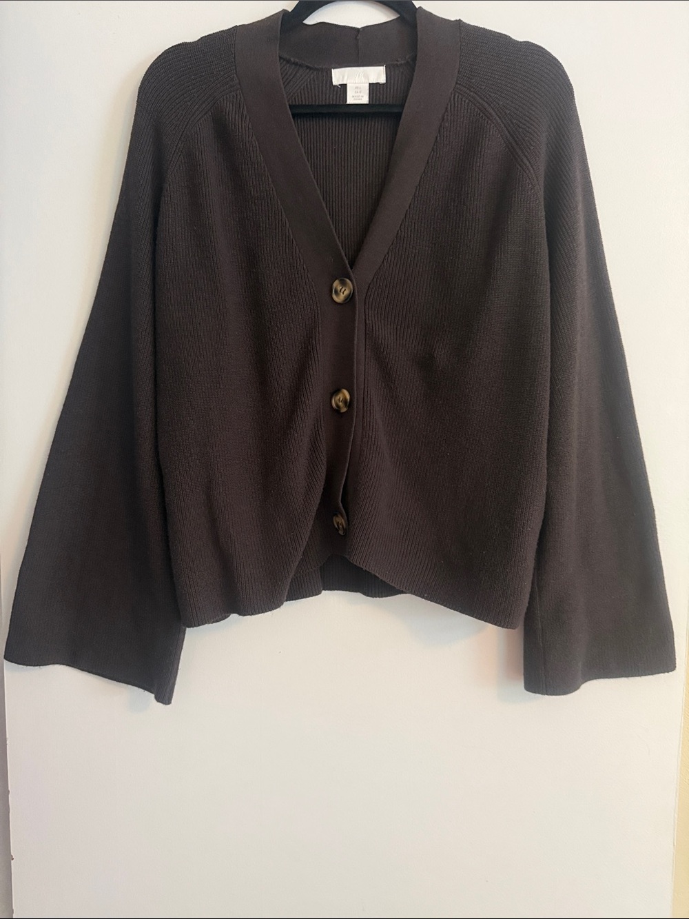 H&M Dark Brown Button-Front V-Neck Cardigan